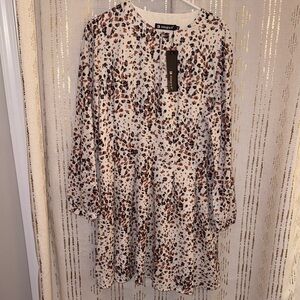 Allegra K Women's Long Sleeve Animal Print Dress